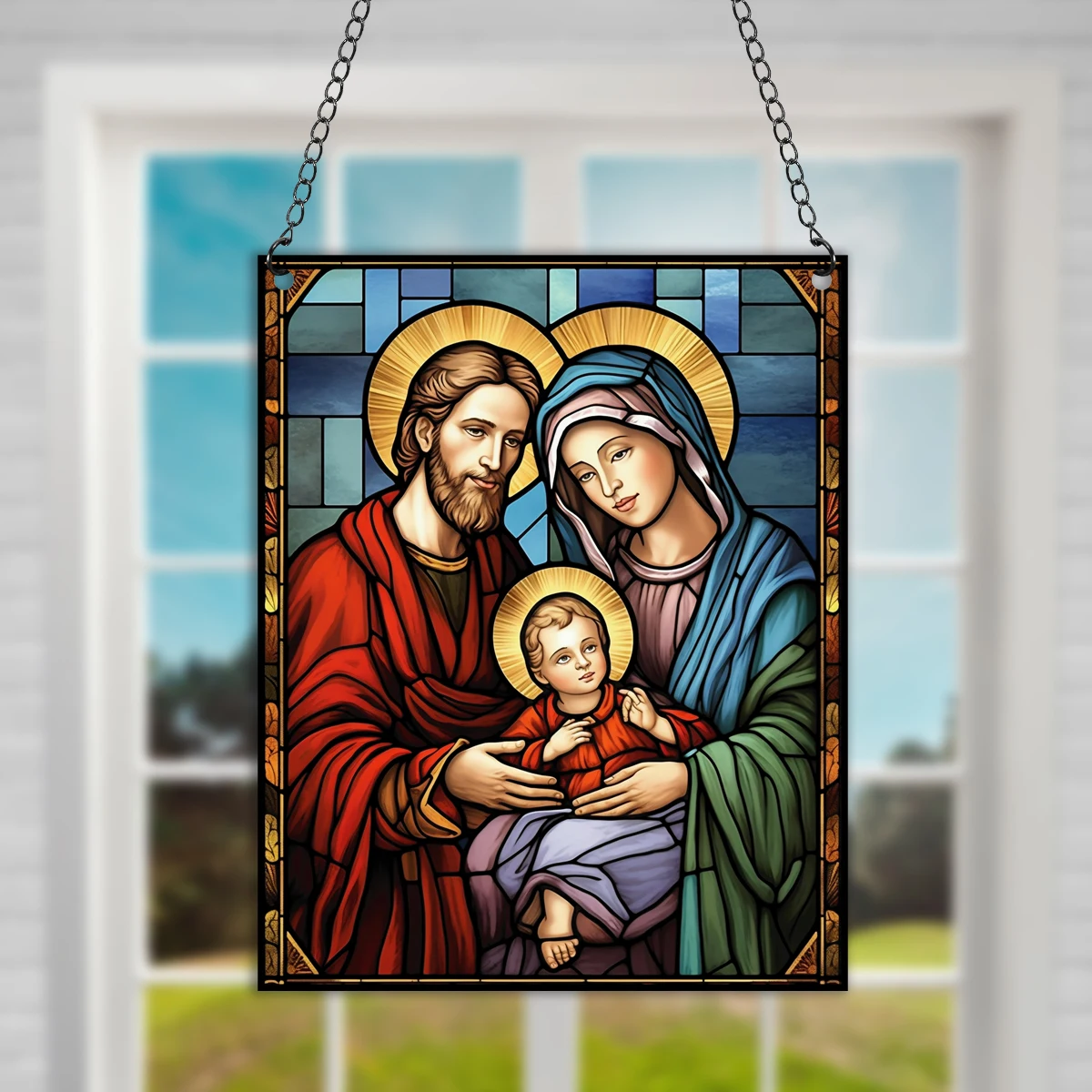 1PC Decorative Jesus Acrylic Hanging Sign Wall Pediments Wall Plaque for Door Home Window Kitchen Porch Decor