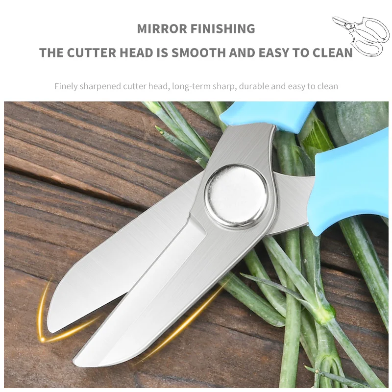 Aço inoxidável jardinagem tesouras, Professional Flower Shears, Punho confortável, Bandeja de poda Ferramentas de corte ao ar livre