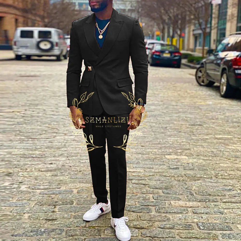 Hommes costumes Double boutonnage dernière conception marié Tuxedos meilleur Homme Costume Homme 2 p
