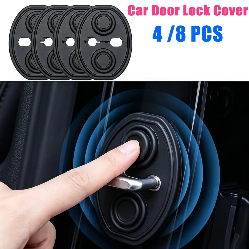 Silicone Door Lock Protection Pad Car Noise Reduction Shock Absorption Universal Door Lock Cover Easy Install Auto