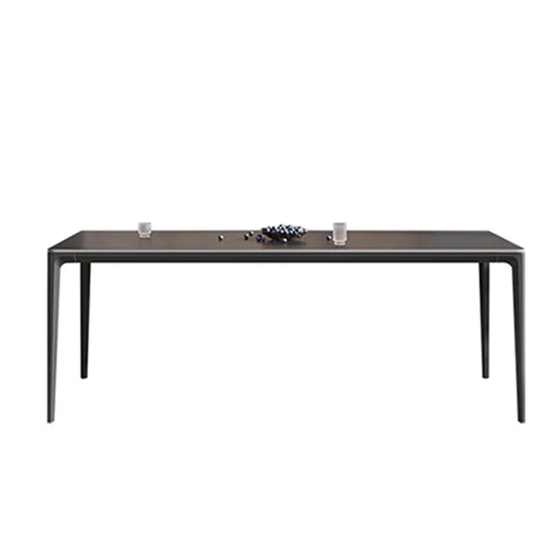 

Italian minimalist high-end rock slab dining table, household high-end small apartment black rectangular dining table