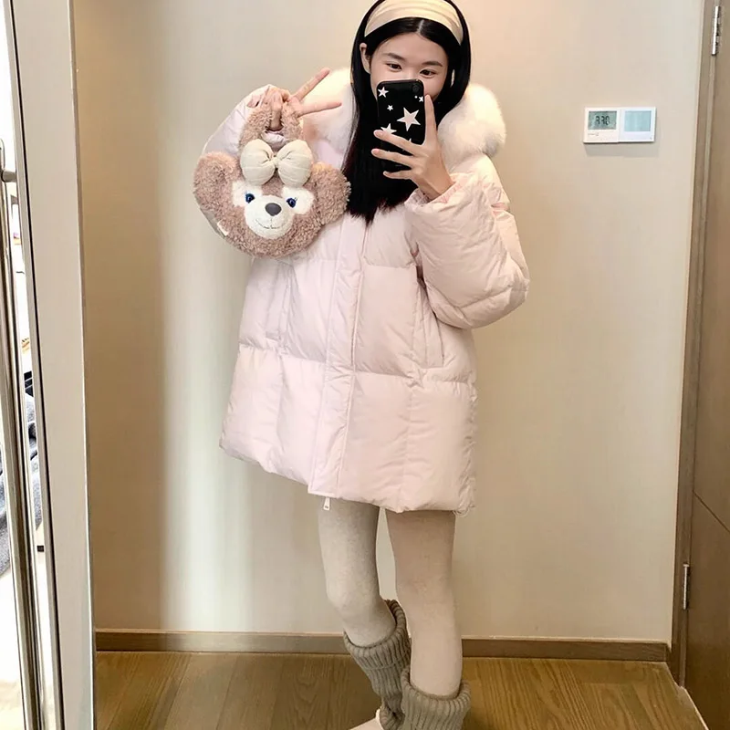 90 الأبيض بطة أسفل الشتاء الدافئ المرأة أسفل سترة 2025 جديد جودة عالية مقنعين الفراء الطبيعي طوق المرأة أسفل سترة باركر H775