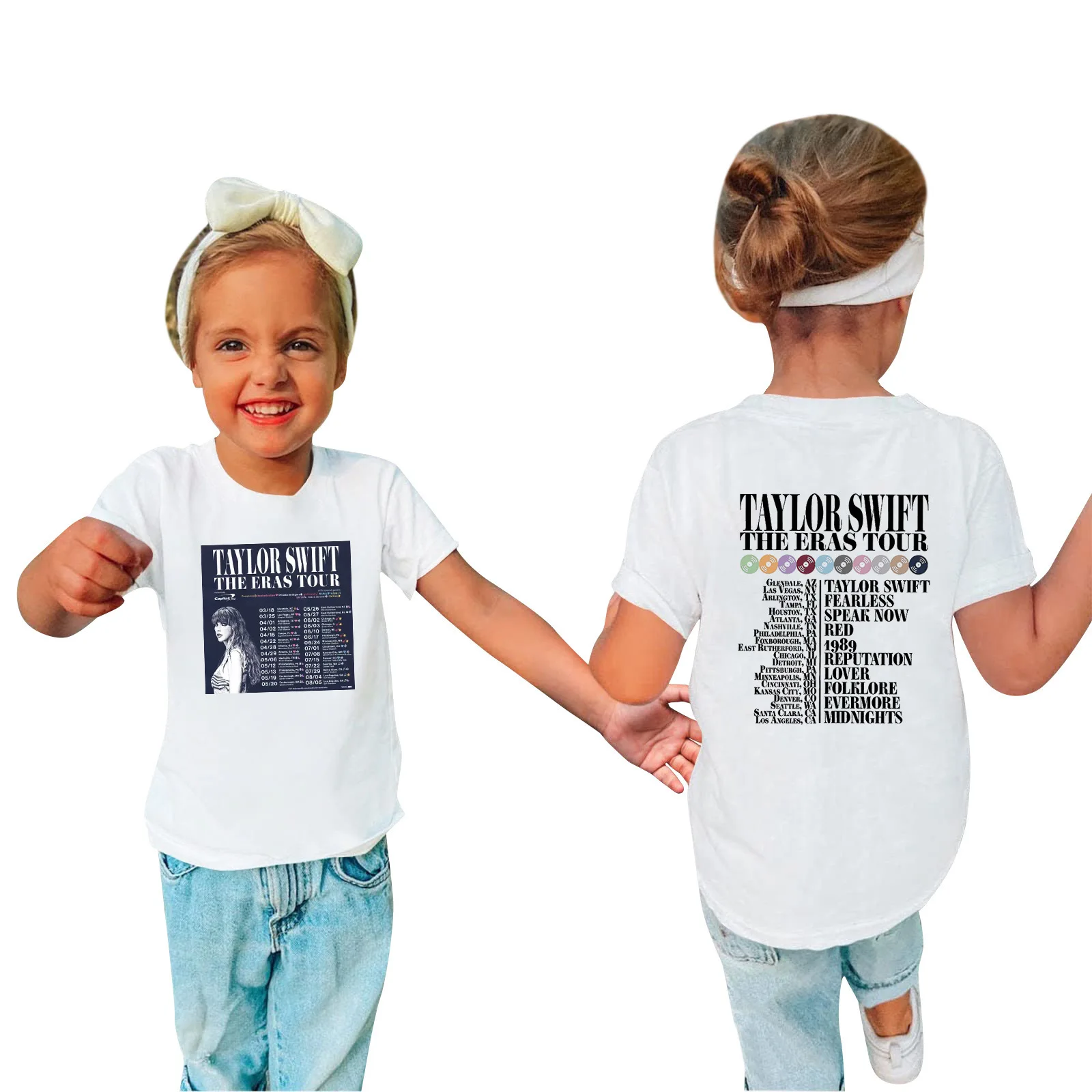 Children's Clothing New Taylor Print Boys Girls Casual Short-sleeved T-shirts Children's T-shirts Summer Tops