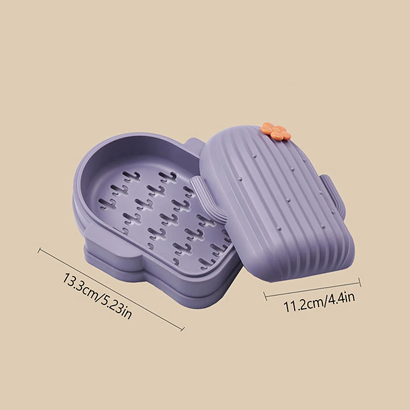 Caja de jabón creativa con forma de Cactus, 1 piezas, soporte de esponja para jabón de lavandería, almacenamiento de baño, estuche portátil de viaje impermeable para jabón