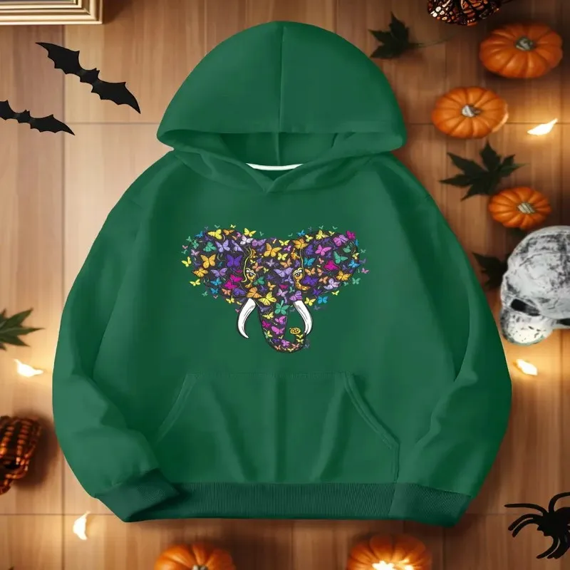 Winter Fall Female Clothes Oversize Women Sweatshirt Plus Size Swhimsical Illustration Butterflies Cotton Street Style Trendy