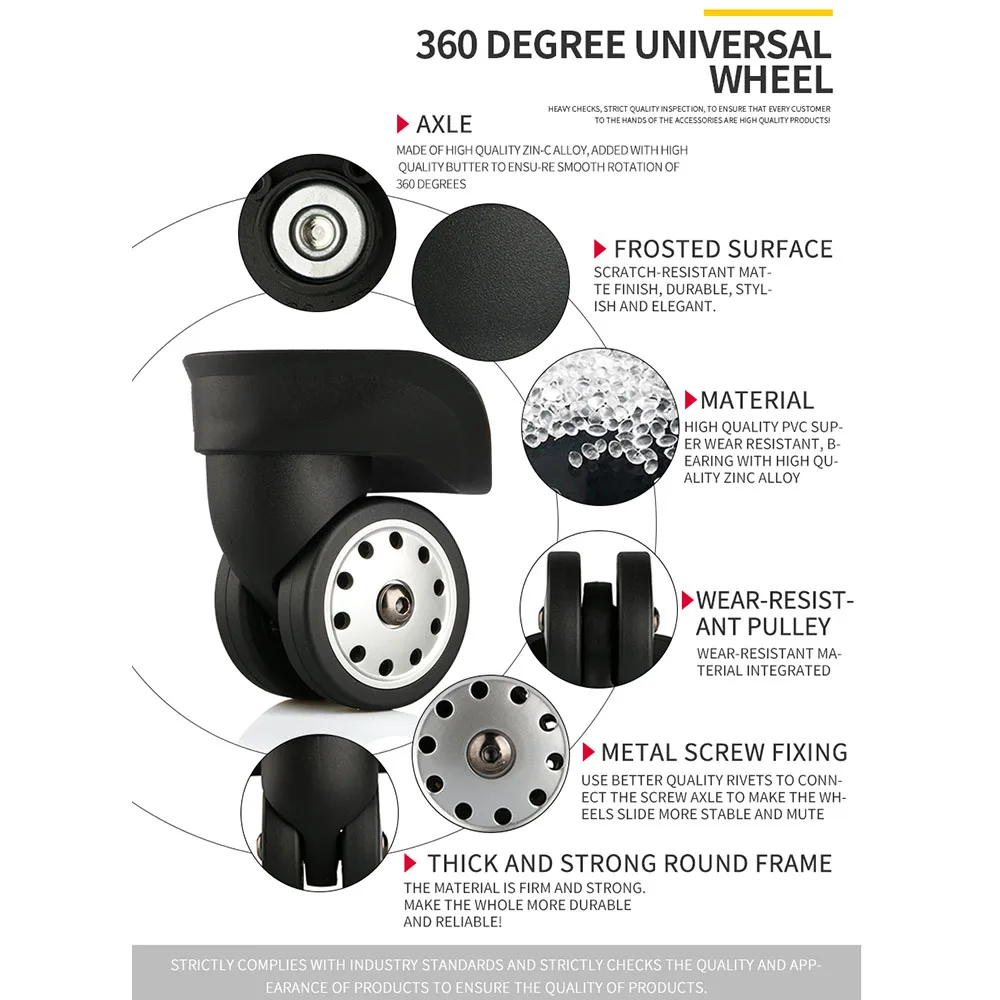 Universal Mala Roda Reparação, Trolley Case, Acessórios Bagagem, Substituição Roda, Gaoz, 1 Par