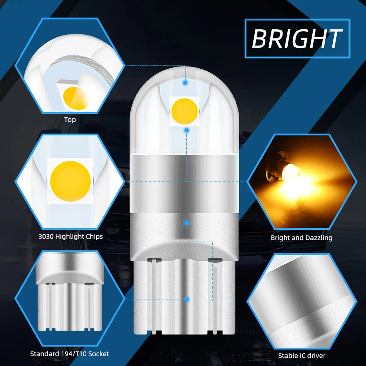 10 個 t10 ライト w5w LED エラーなし 5w5 LED canbus クリアランスライト周囲光車デイタイムランニングライトナンバープレートランプ