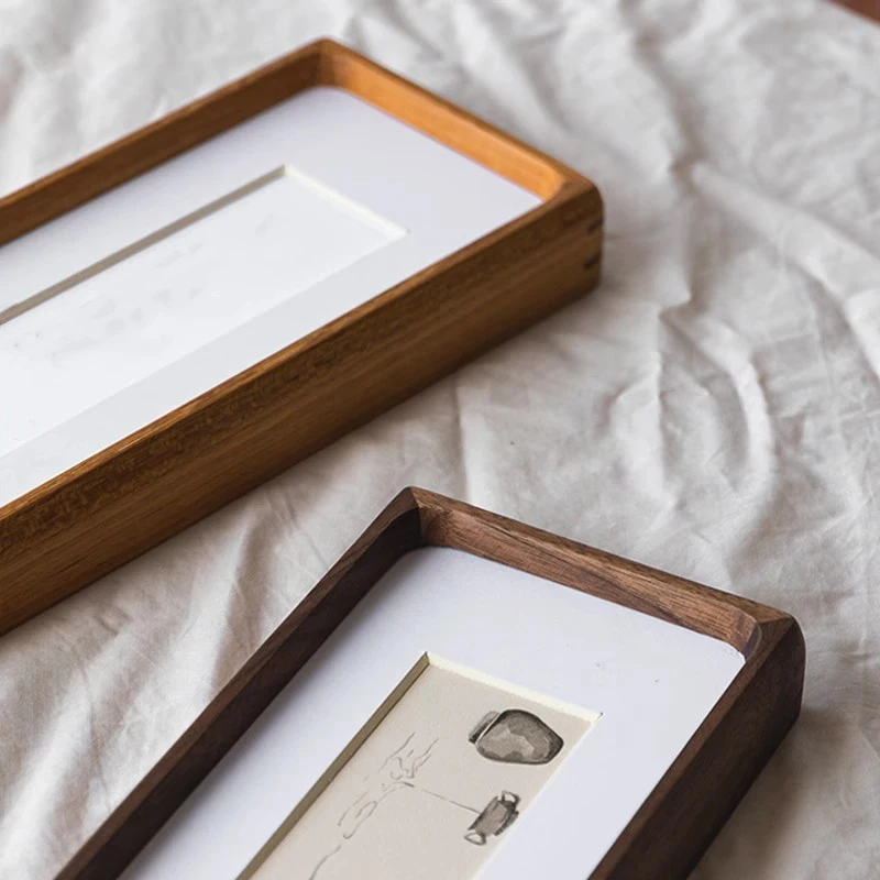 Walnut Solid Wood Long Photo Frame Elegant Desktop Display Frame for Photos and Artworks Home Decor