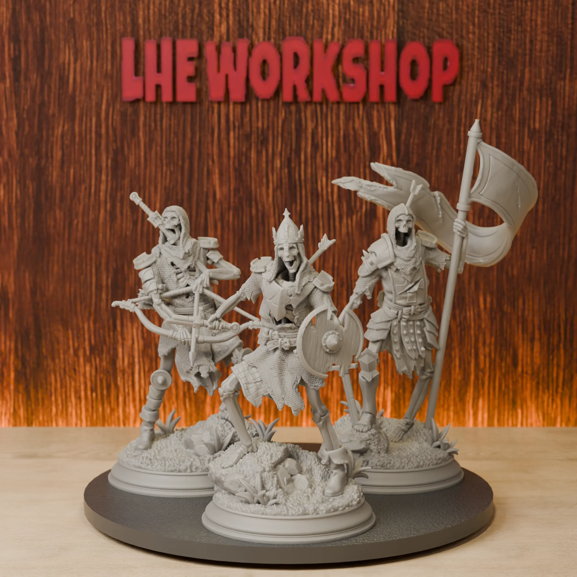 

Skeleton Undead Soldiers -Trio Bundle Miniatures | 28mm-38mm | Resin 3D Printed DND Pathfinder Mini | Unpainted Grey