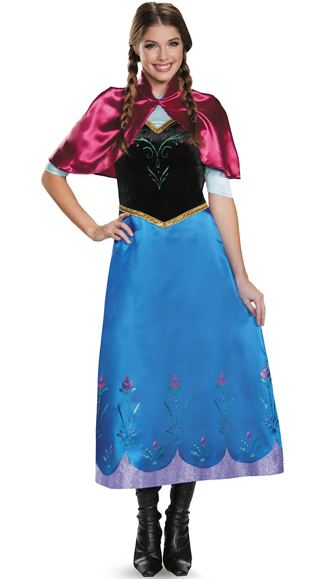 

Adult Anime Snow Queen Princess Anna Dress Halloween Cosplay Costume for Party and Performance