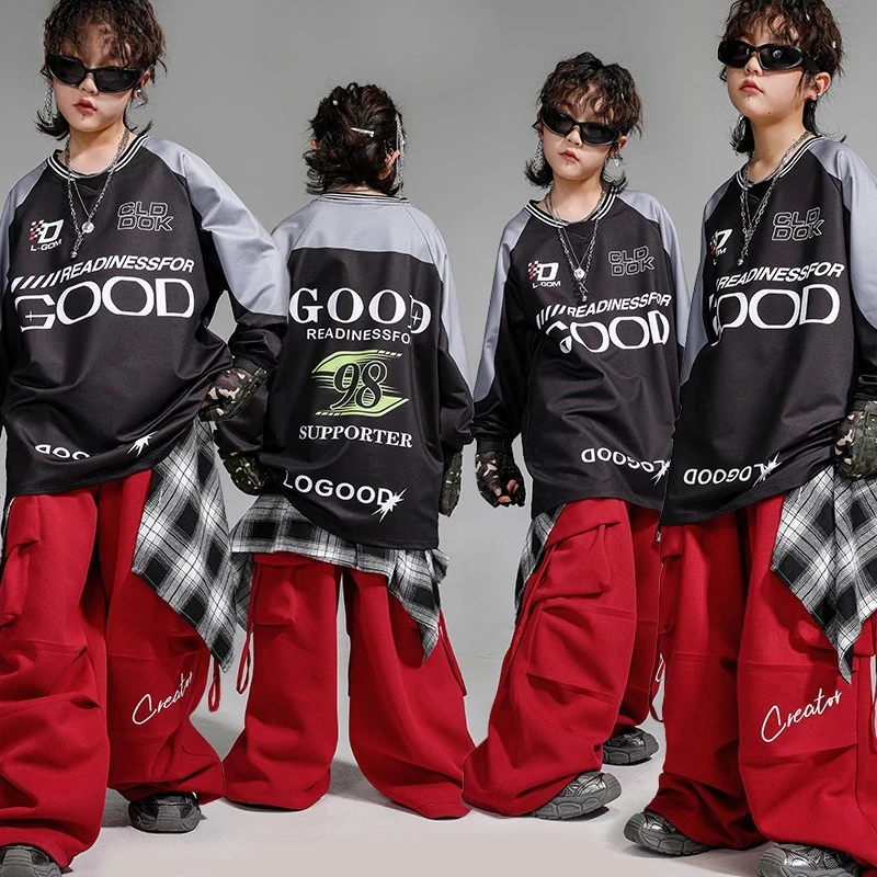 

Boys Hip Hop Cool Sweatshirt Street Dance Camouflage Cargo Pants Girls K-pop Costumes Kids Jazz Clothes Set Children Streetwear