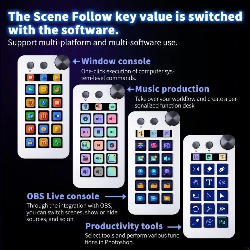 

StreamDeck Mini Visual Keyboards 15Keys StreamDeck LCD Button Live Content Creation Controller Customs Button for Win
