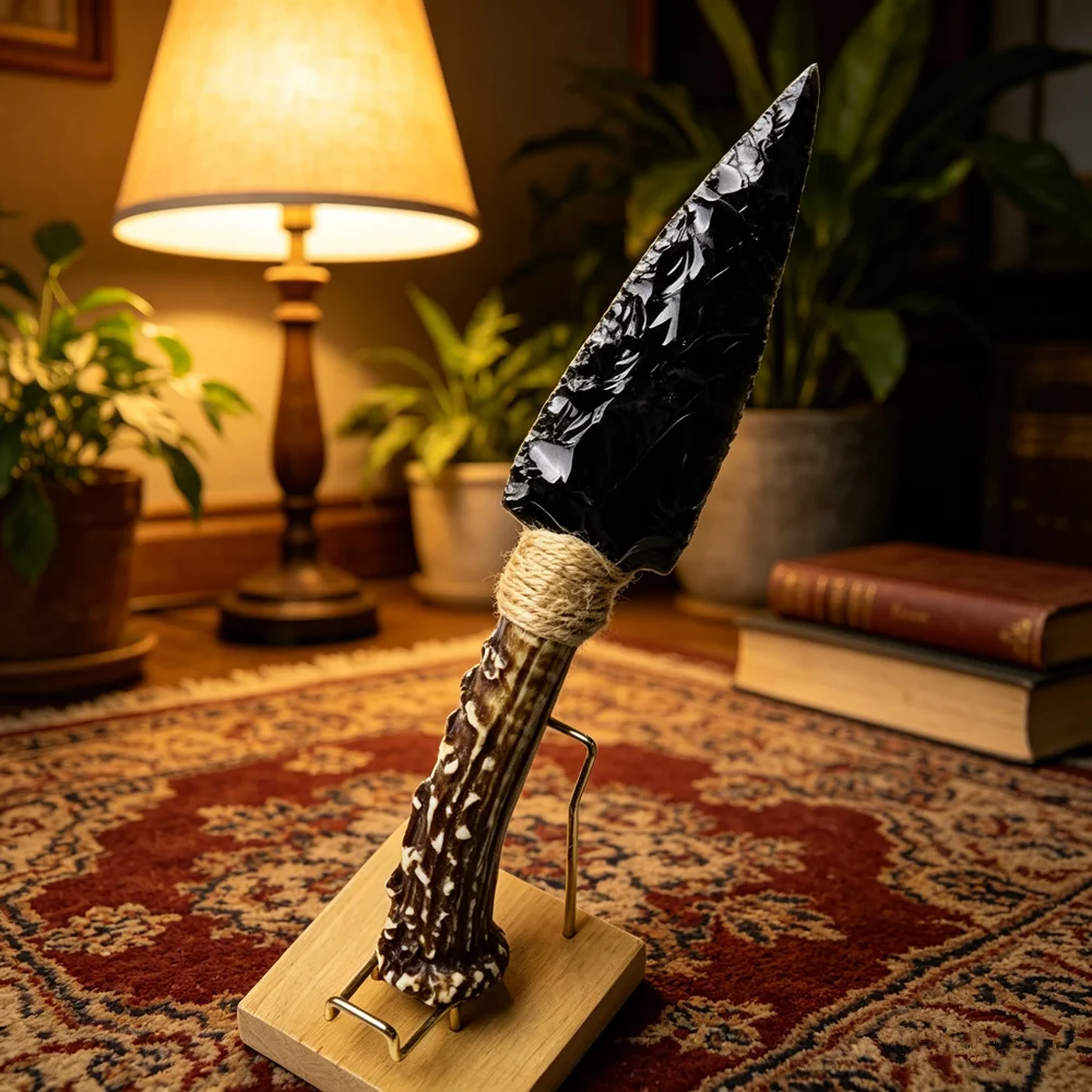 Apache Tears Natural Black Obsidian Knife Model Crystal Reiki Healing Crystal Stone Collection Gift Home Decoration Stone Craft view 4
