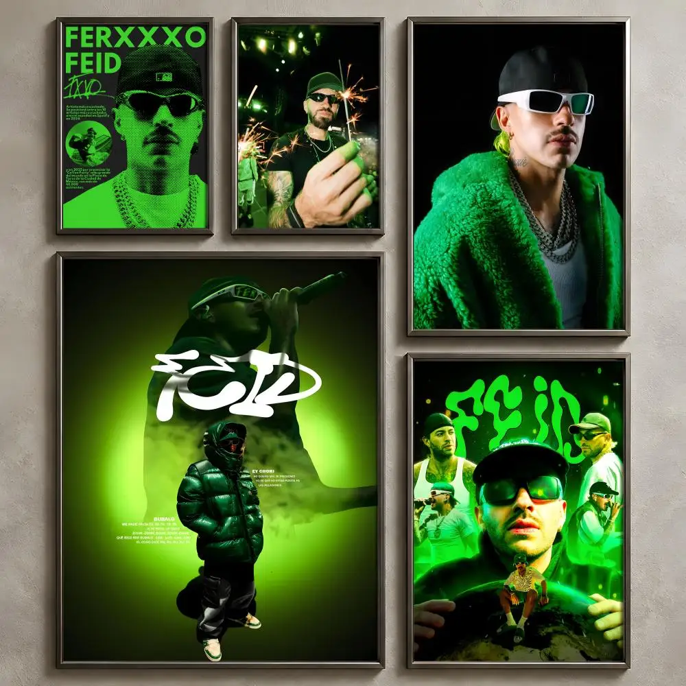 Rapper F-Feid Ferxxo-o Poster Vintage Self Adhesive PP Wall Art Home Bar Bedroom Decor Gift