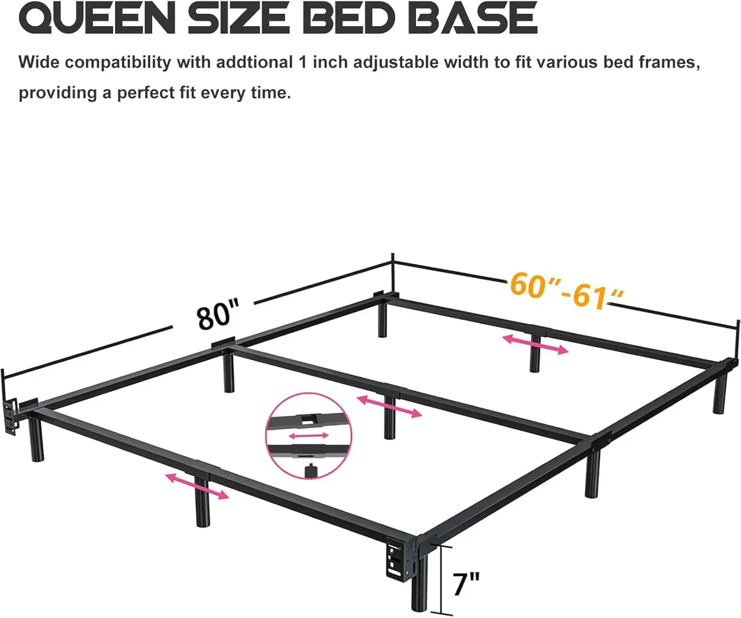 7 Inch Metal Bed Frame Queen Size, Compatible with Most Brand Box Spring Or Mattress