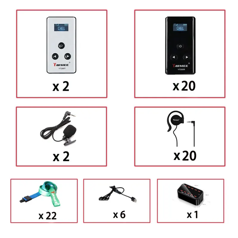 YARMEE Gids Systeem Draadloze Audio Zender Ontvanger Met Microfoon Oortelefoon Voor Simultaan Tolken Reizen - afbeelding 1