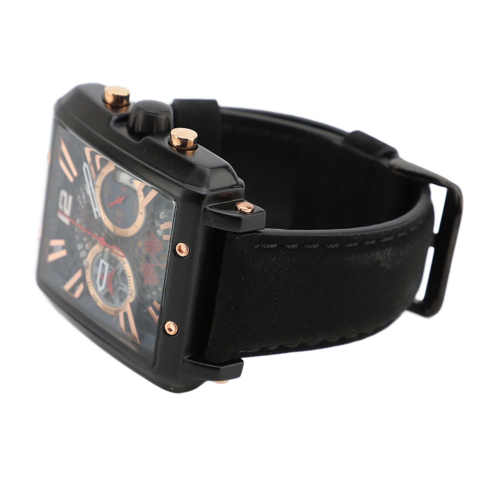 صفقة التخليص التناظرية كوارتز كرونوغراف ساعة معصم عادية مستطيلة الهاتفي مقاومة للماء مزدوجة الفرعية ساعة الموضة للرجال