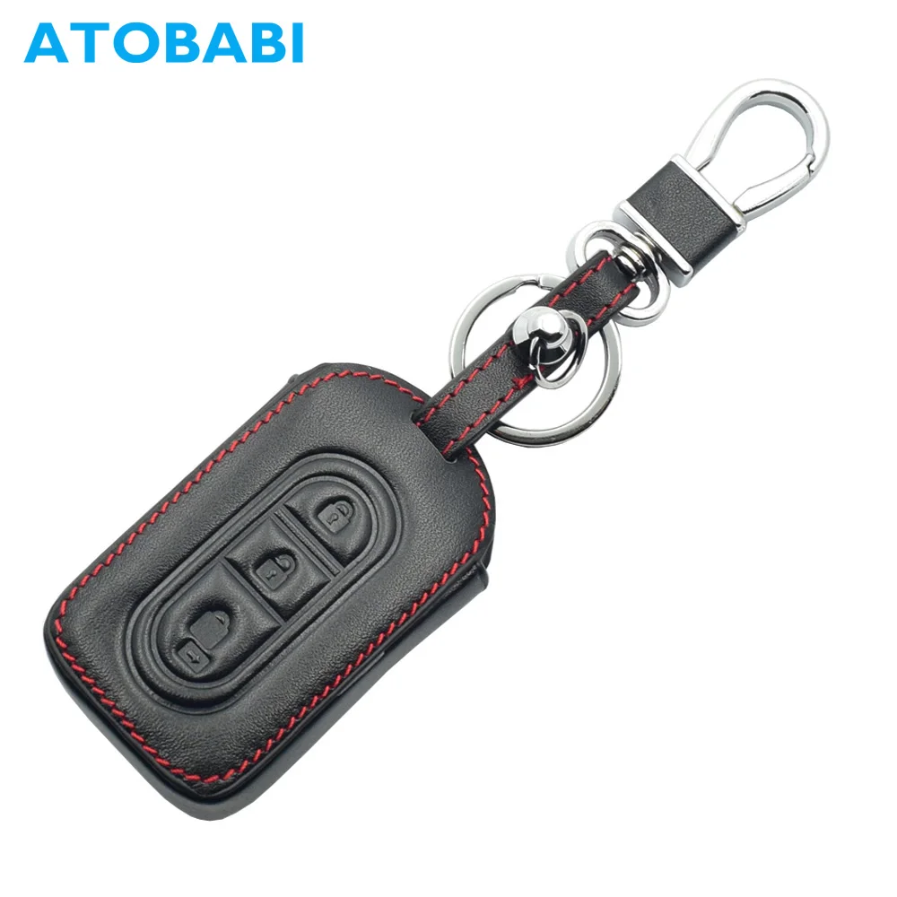 ATOBABI Leather Car Key Cases Keychain For Nissan X-trail Note NV200 Qashqai Pathfinder Micra Tiida Smart Remote Control Cover