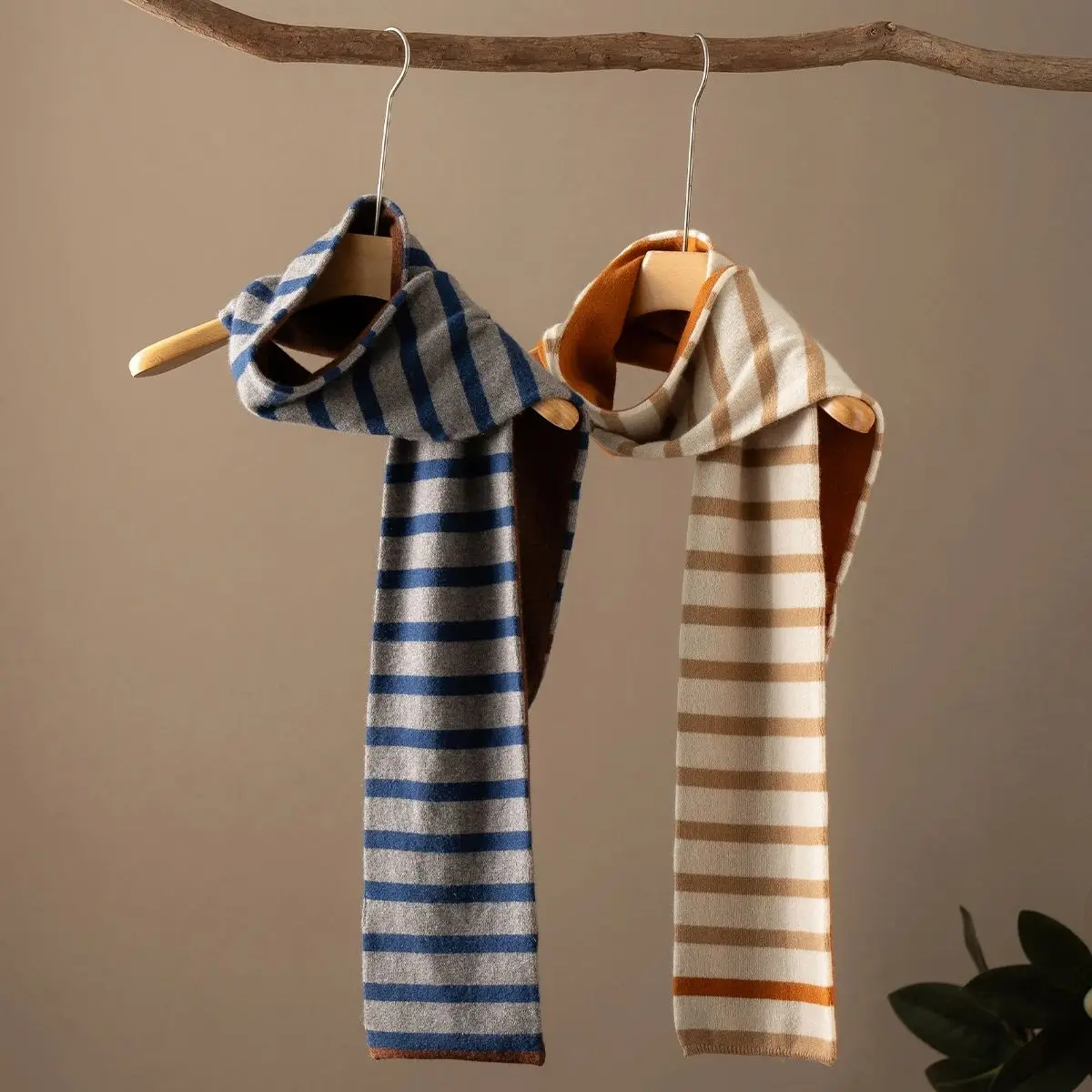 الكلاسيكية طبقة مزدوجة مخطط وشاح المرأة الحياكة 100% الكشمير الخالص وشاح لينة وسلس عالية الجودة الفاخرة اكسسوارات وشاح