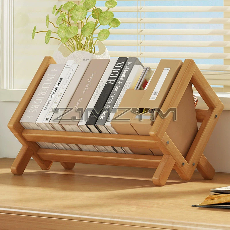 Desktop Bookshelf Home Living Room Small Decoration Bamboo Decorative Shelf Desk Multi-shelf Bookcase