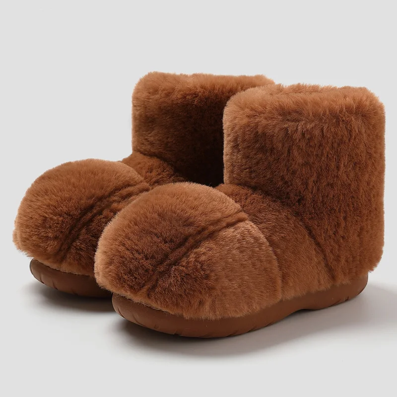 Lovely Cat Claws Indoor Boots for Women Winter Warm High Top Cotton Slippers Ladies Fluffy Home Anti Slip Fur Flat Shoes Slide view 6