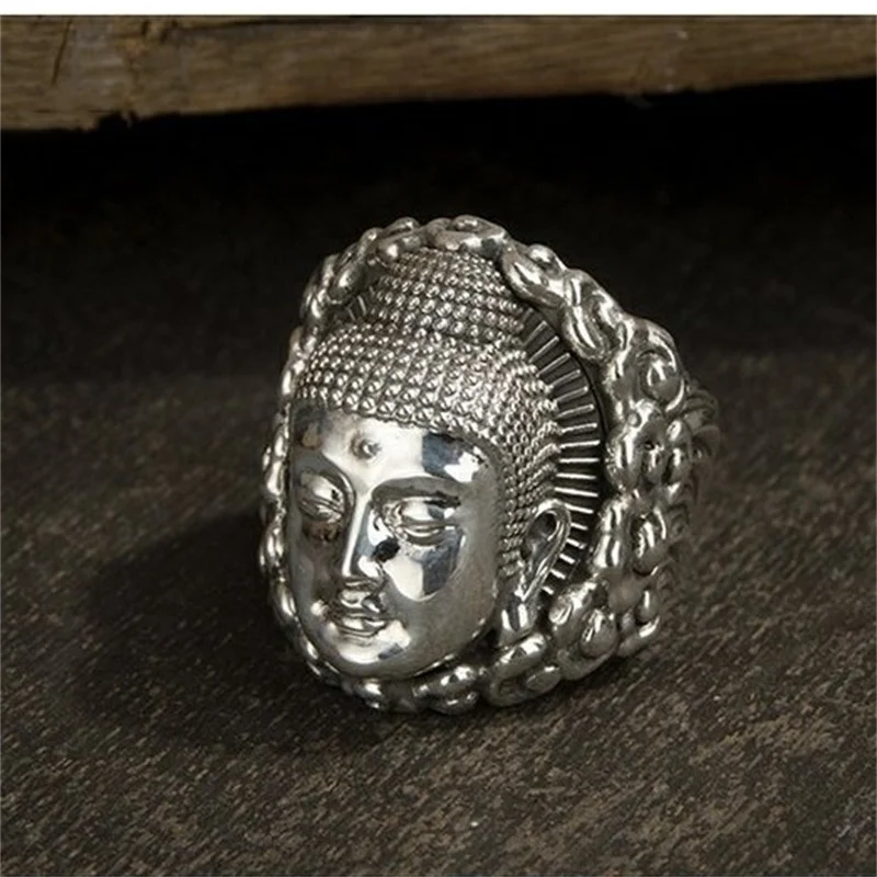 Ethnic Style Amitabha Buddha Ring For Men Jewelry Vintage Tathagata  Buddhist Personalized Ring Male Amulet Finger Accessories