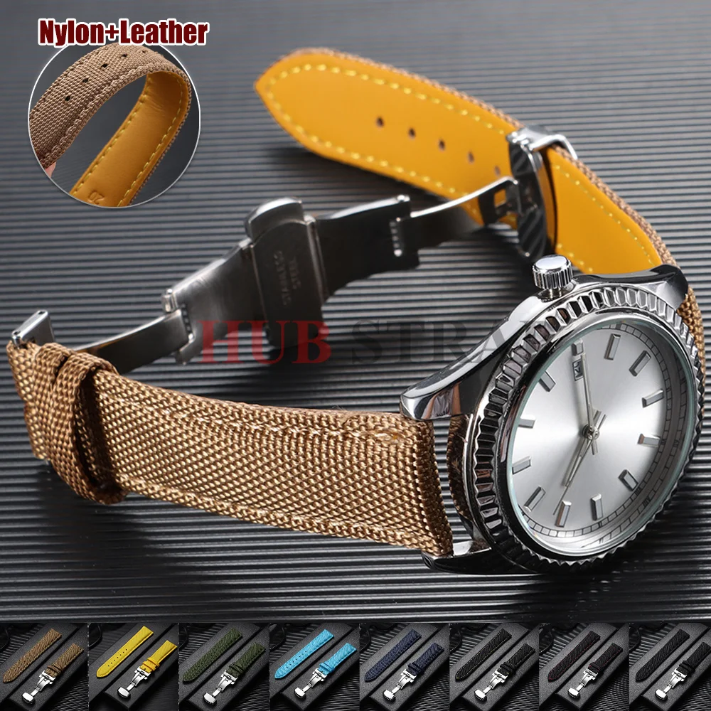 20mm 22mm Segeltuch-Uhrenarmband Business Nylon Schmetterlingsverschluss Wasserdicht für Omega für Seiko Herren Damen Universelles Uhrenband