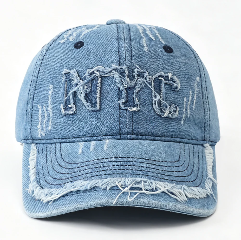 Embroidery Nyc - Casquette de baseball en denim brodée