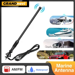 Universal Marine Radio Antenna AM/FM  for Golf Cart ATV UTV RV Truck Excavator Tractor RVR Yacht  Waterproof Flexible Signal
