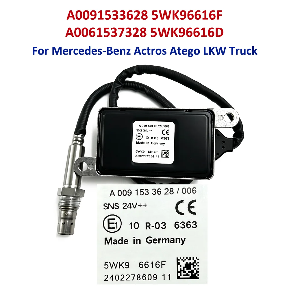 5WK96616F NOx Sensor A0091533628 Nitrogen Oxide Sensor 24V For Mercedes-Benz Actros Atego Euro6 Heavy Duty Truck 5WK96616D