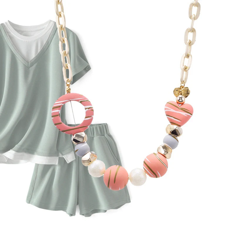 Match-Right Candy Color Statement Necklace & Pendant for Women Refined Stylish Mujer Gift Trendy Jewelry Acrylic Beads Necklace