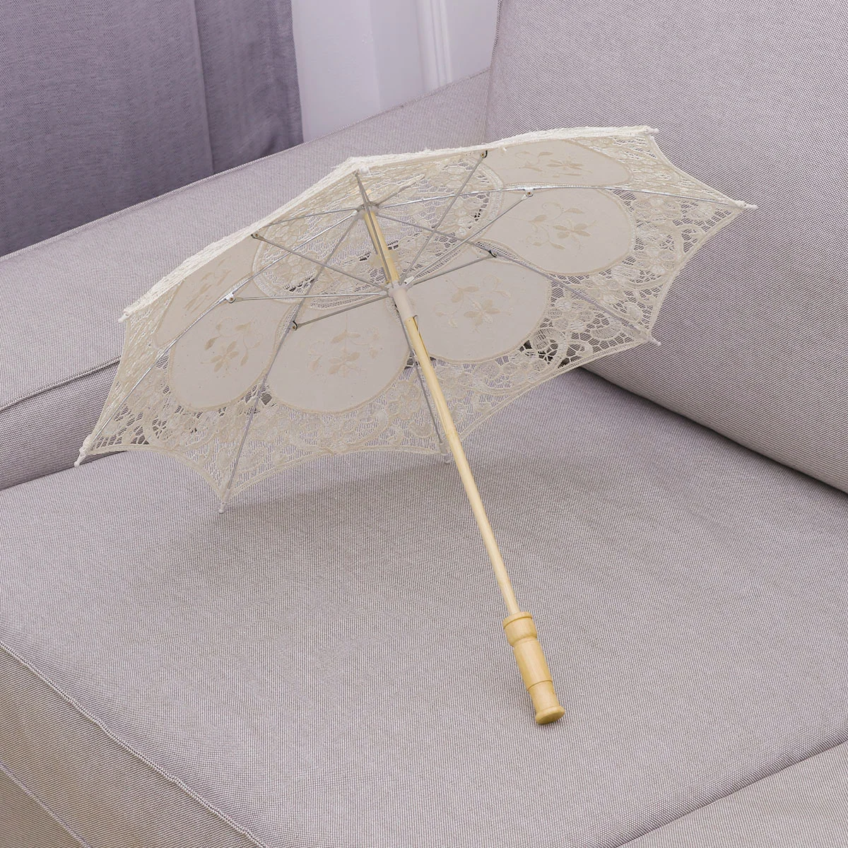 

White Umbrellas Clear Photo Parasols Lace Classical Handmade Cotton Photography Prop Not Rainproof High Quality Bride