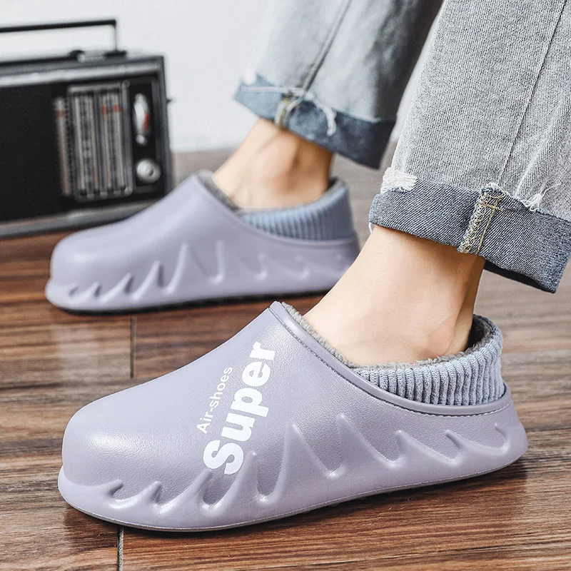 Winter Men Women Slippers Super Warm Fur Slippers Unisex Waterproof Indoor Home Cotton Shoes Fluff Slides Plush Furry Clogs 45