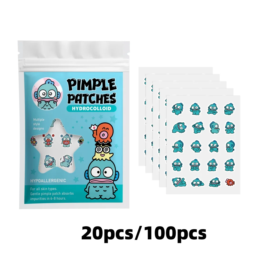100/20PCS Cute Clownfish Hydrocolloid Pimple Patches, Waterproof Blemish Spot Covers, Gentle Face Stickers, Fun Designs.