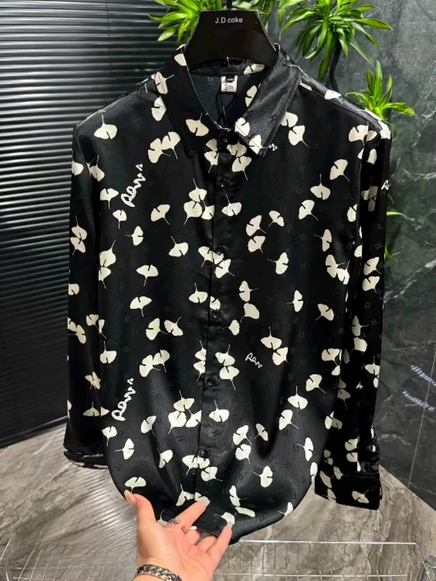 

High Quali Faionable Men's Casual Floral irt New Arrival Spring Summer Slim Fit Iron Free Urban Sle Long Sve Button