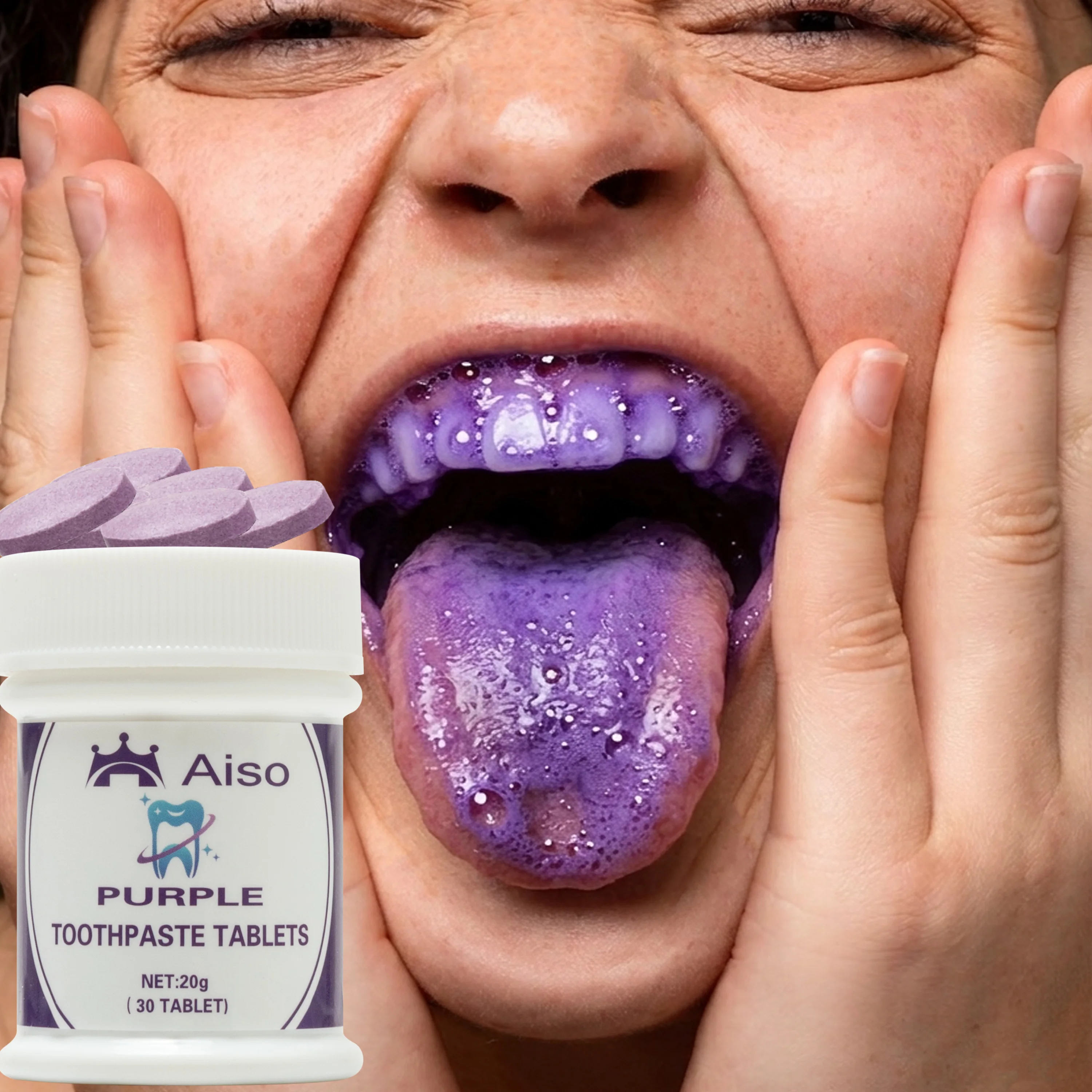 1 Pcs of Purple Solid Toothpaste Tablet, Freshens Breath, Promotes Healthier Gums, and Is Convenient for Travel.
