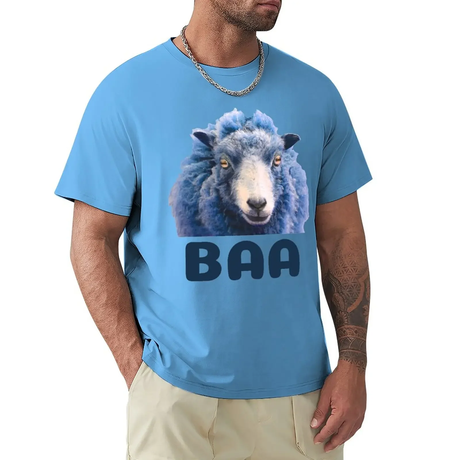 

Baa Blue Sheep T-Shirt quick-drying plain Aesthetic clothing anime men clothes