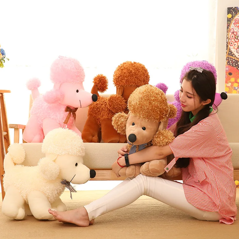 5 Colors Simulation Plush Poodle Dog Toy Stuffed Animal Dolls Cute Gift Sleeping Appease Doll Valentine Present