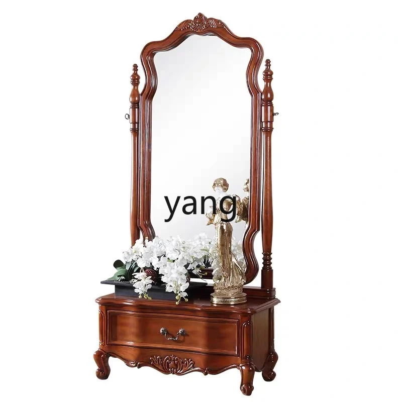 

TGF American solid wood full-length mirror retro living room door bedroom home rotating floor mirror
