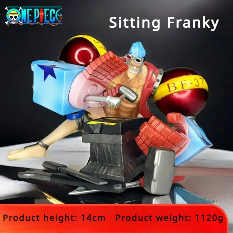 

New 14CM One Piece Anime Figures Sitting Straw Hat Franky PVC Statue Model Doll Ornaments gift toys