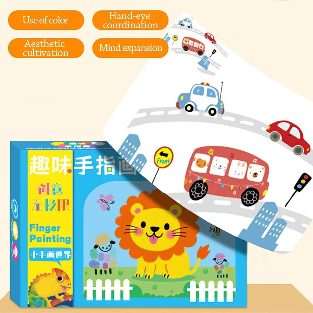 Funny 12/24 Color Finger Paint Set Cartoon Pattern DIY Painting Finger Painting Album Coloring Books Montessori Learning Drawing