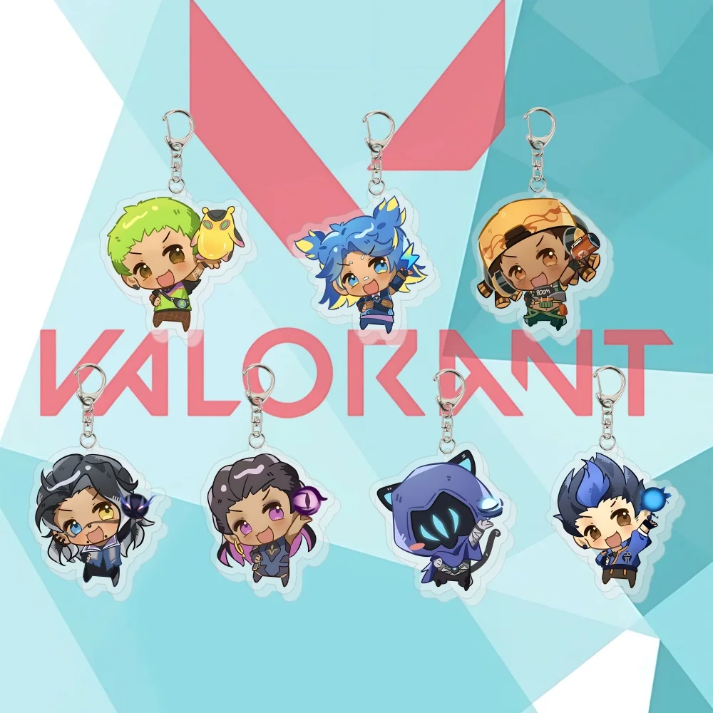 VALORANT Acrylic Keychain Cute Chibi Anime Keyring Omen Gekko Reyna Neon Raze Yoru Bag Pendant Fans Collection Gift 6CM