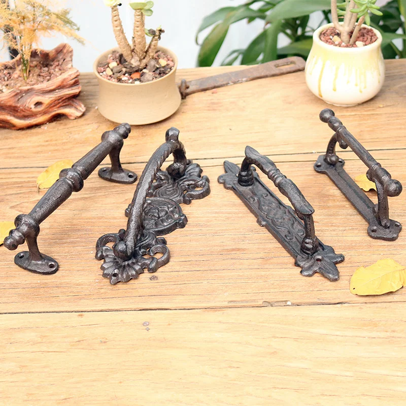 Retro European  Garden Courtyard Cast Iron Craft Door Handles Home Decoration Wall Decoration Door Handle Room Accessories WY609