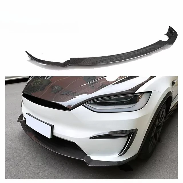 For Tesla Model X Dry Carbon Fiber Front Lip Body Kit Dry Carbon Fiber C Style Front Bumper Lip 2