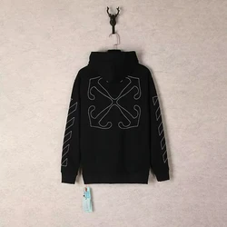 Fashion Trend Brand Men's Women's Hooded Sweater Arrow Zebra Crossing Printed Pullover Cotton Autumn and Winter Harajuku