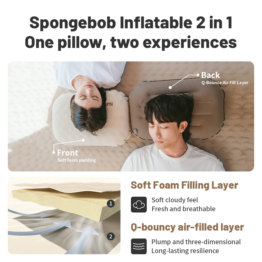 Naturehike Camping Automatic Inflatable Pillow Ultralight Sleeping Air Pillow Self Inflating Portable Outdoor Travel Neck Pillow