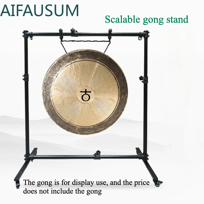 Adjustable Gong Stand Heavy Duty Iron Telescopic Gong Holder for 50-100cm Gongs Gong Frame for Chinese Tam-Tam