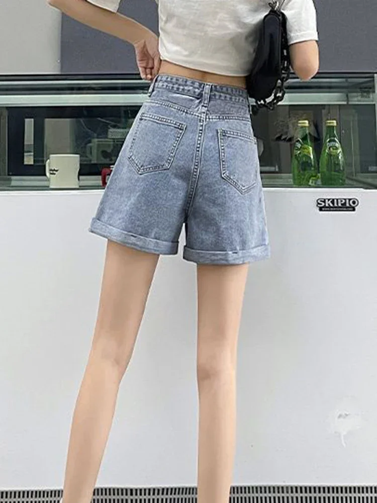 النساء رسالة الدنيم السراويل Harajuku عادية خمر ألف خط السراويل الصيف الكورية عالية الخصر نمط Preppy شورت جينز XT1352