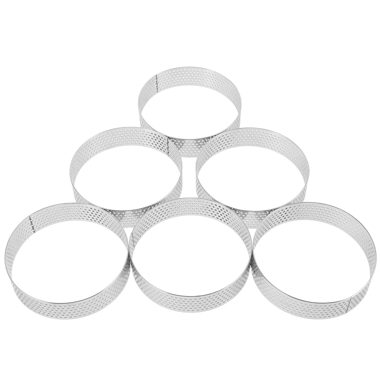 

6pcs Stainless Cake Rings Hole Style Round Tart Mold Non-Stick Baking Tool For Home Kitchen Mousse Pizza Dessert Gadget