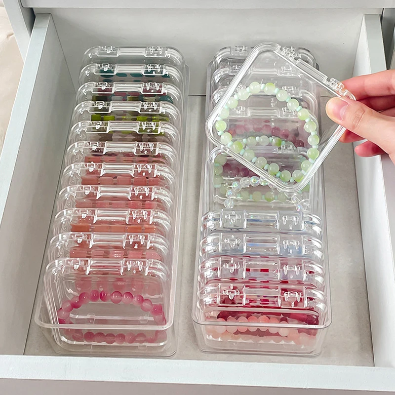 1PC Acrylic Mini Storage Box Transparent Square Cases For Earring Rings Bracelet Jewelry Nail Art Badges Packaging Box Organizer